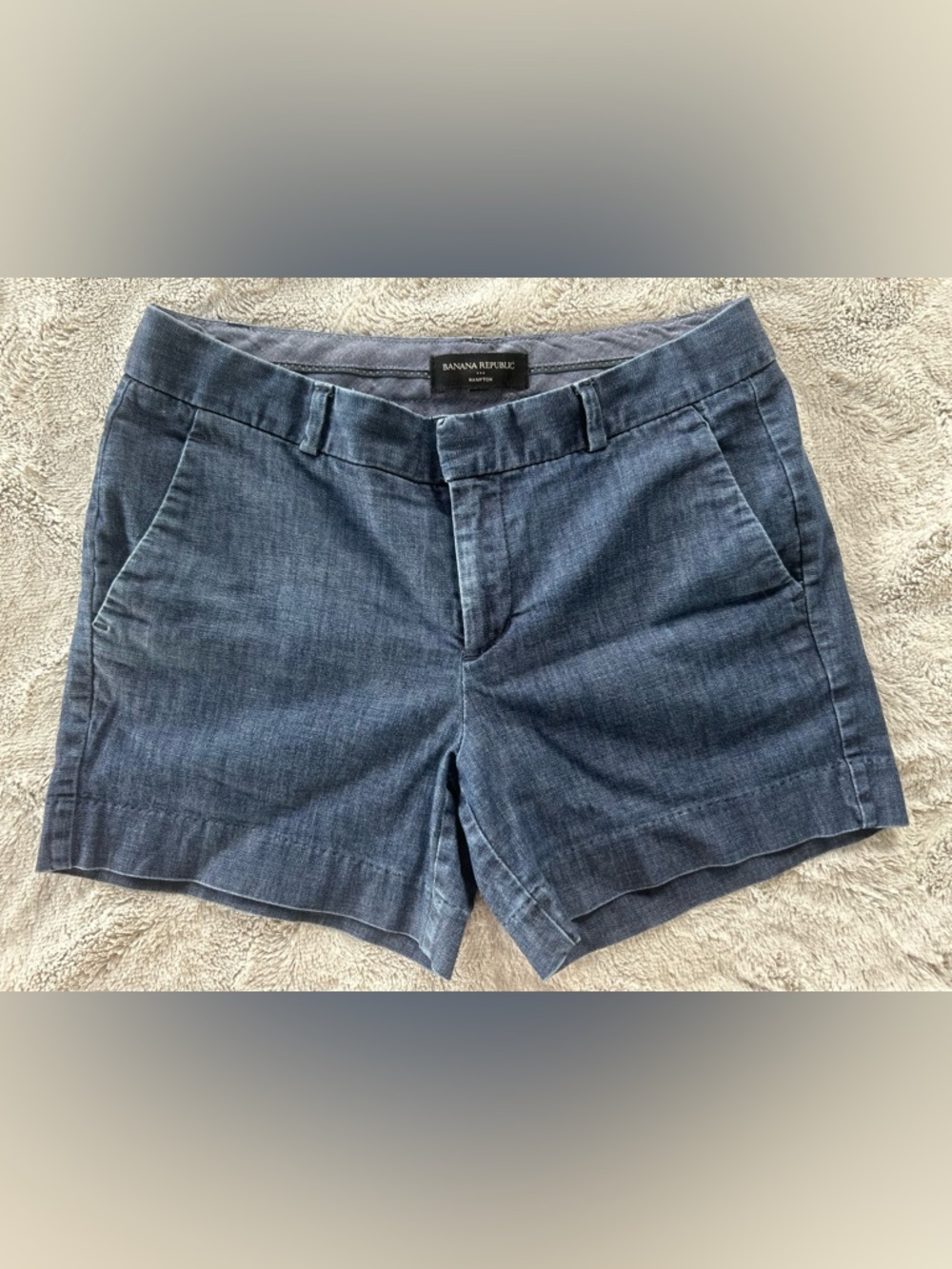 Banana Republic Women's Chambray-Look Mid Rise Shorts in Blue